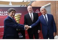 Росен Желязков по време на срещата си в Рим с президента на RCS Media Group Урбано Кайро и изпълнителния директор на RCS Sport Паоло Белино