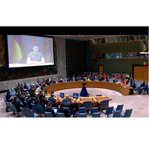 Володимир Зеленски говори пред Съвета за сигурност на ООН