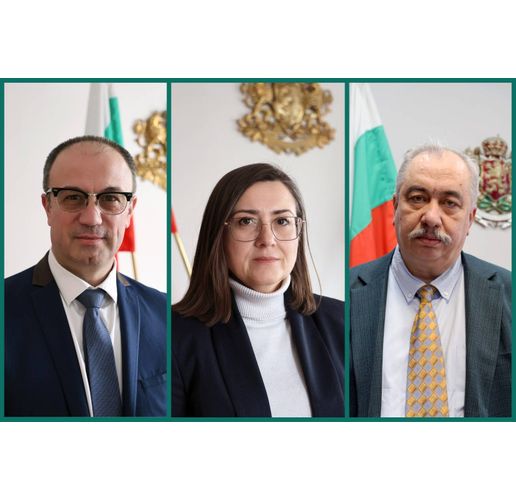 Заместник-министър д-р Петър Грибнев, заместник-министър проф. Антония Димова, заместник-министър Владимир Афенлиев 