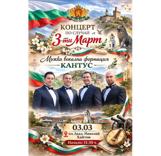 Мъжка вокална формация "Кантус" – в Асеновград за 3-ти Март