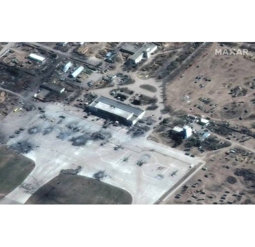 Ударената руска военно-въздушна база в Бердянск