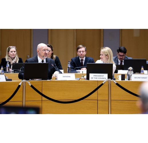 В Брюксел беше обсъдена допълнителна подкрепа за Украйна. На снимката - Денис Шмигъл и Кая Калас 