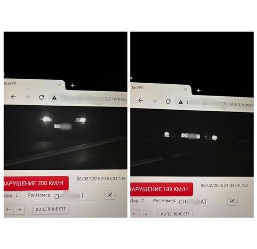 21-годишен шофьор засечен да кара с близо 200 км/ч на пътя Сливен-Казанлък