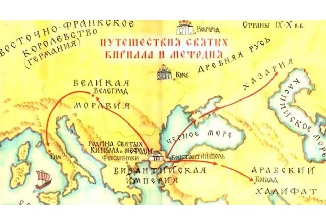 България липсва на картата, илюстрираща пътя на Светите Кирил и Методий във филма
