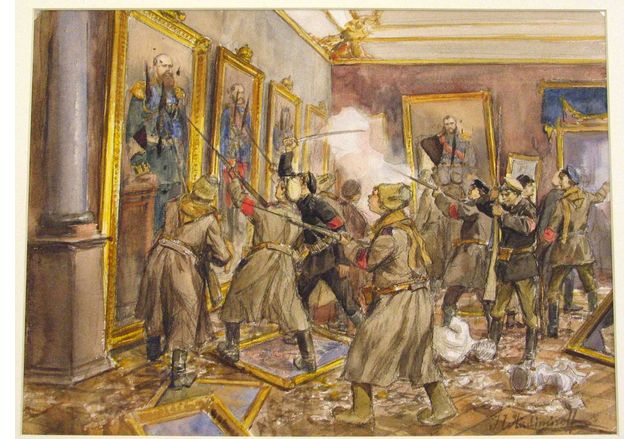 Картина на пияни болшевишки престъпници, след превземането на Зимния дворец