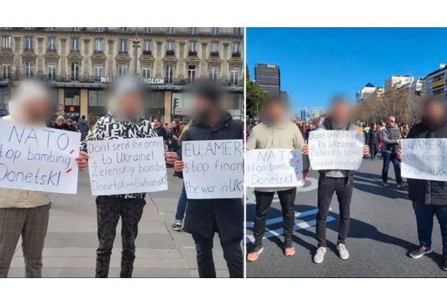 Протестиращи с еднакви плакати в Париж и Мадрид