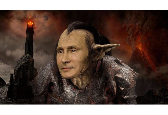Путин като орк на фона на Мордор