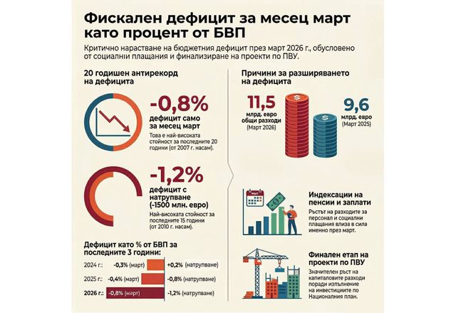 Министерството на финансите публикува статистическата информация за изпълнението на бюджета