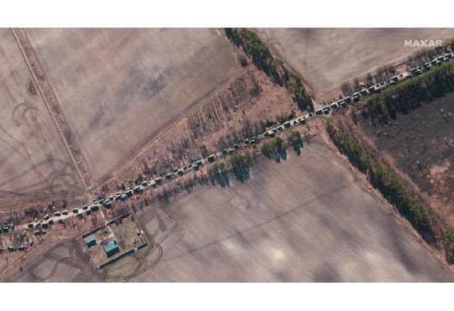 Сателитна снимка на руския военен конвой до Киев