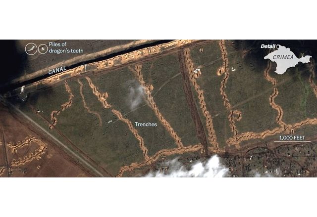 Спътникова снимка на траншеите и окопите в Крим