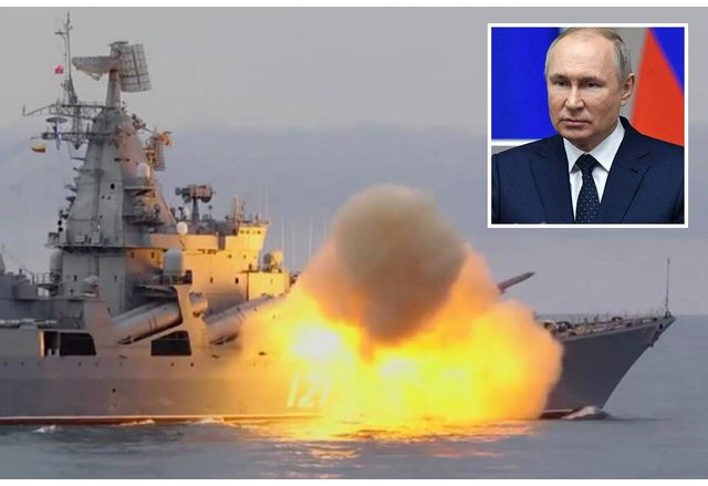 Ракетният крайцер Москва на черноморския флот на Русия гори Максим