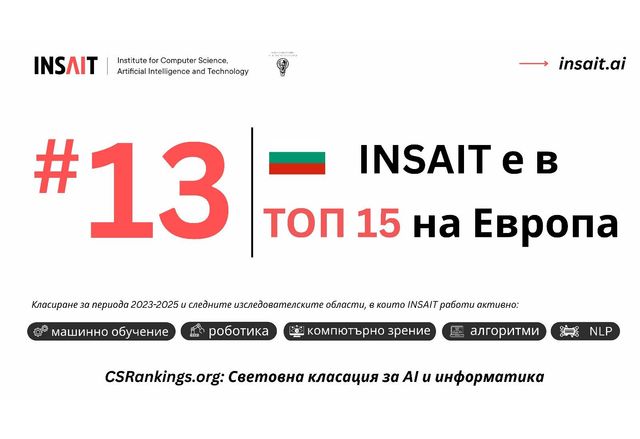 Институтът по компютърни науки изкуствен интелект и технологии INSAIT към