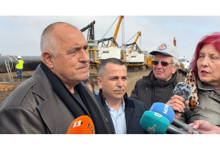 Инспекция на строежа на интерконектора с Гърция лидерът на ГЕРБ и бивш премиер Бойко Борисов