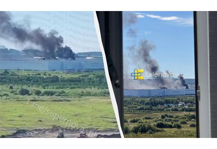 Горящите складове, поразени от украински дронове