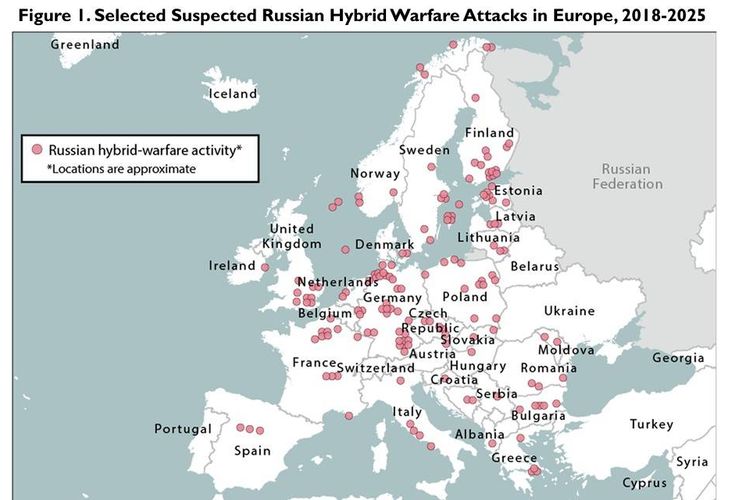Предполагаеми руски хибридни атаки, 2018-2025
