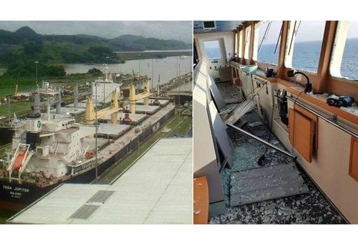 Удареният от бомба турски кораб