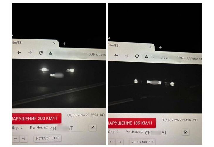 21-годишен шофьор засечен да кара с близо 200 км/ч на пътя Сливен-Казанлък