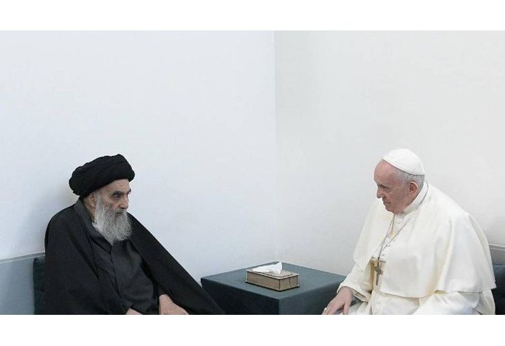 Mапа Франциск и най-висшия шиитски духовник в Ирак Али ал Систани