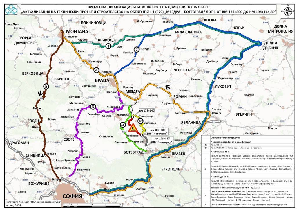  Община Мездра и полицията съгласуваха ограничения за обезпечаване на сигурността на придвижването при построяването на скоростния път Мездра - Ботевград 